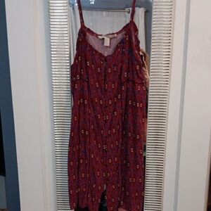 Forever 21 Red and Blue Geometric Button Front Mini Dress